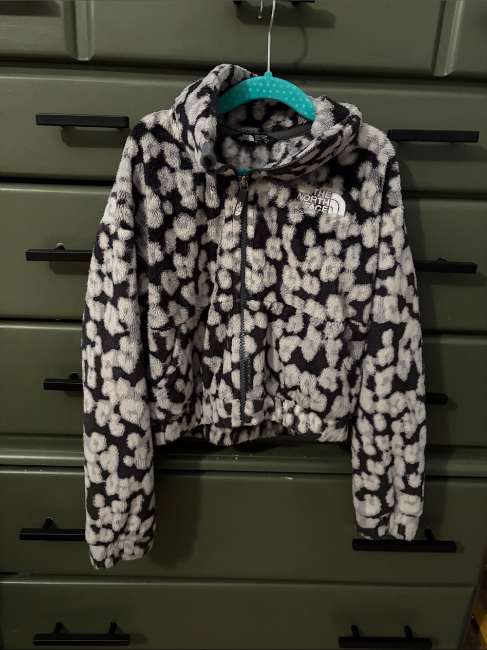 The North Face Kids Black & White Patterned Fleece Jacket